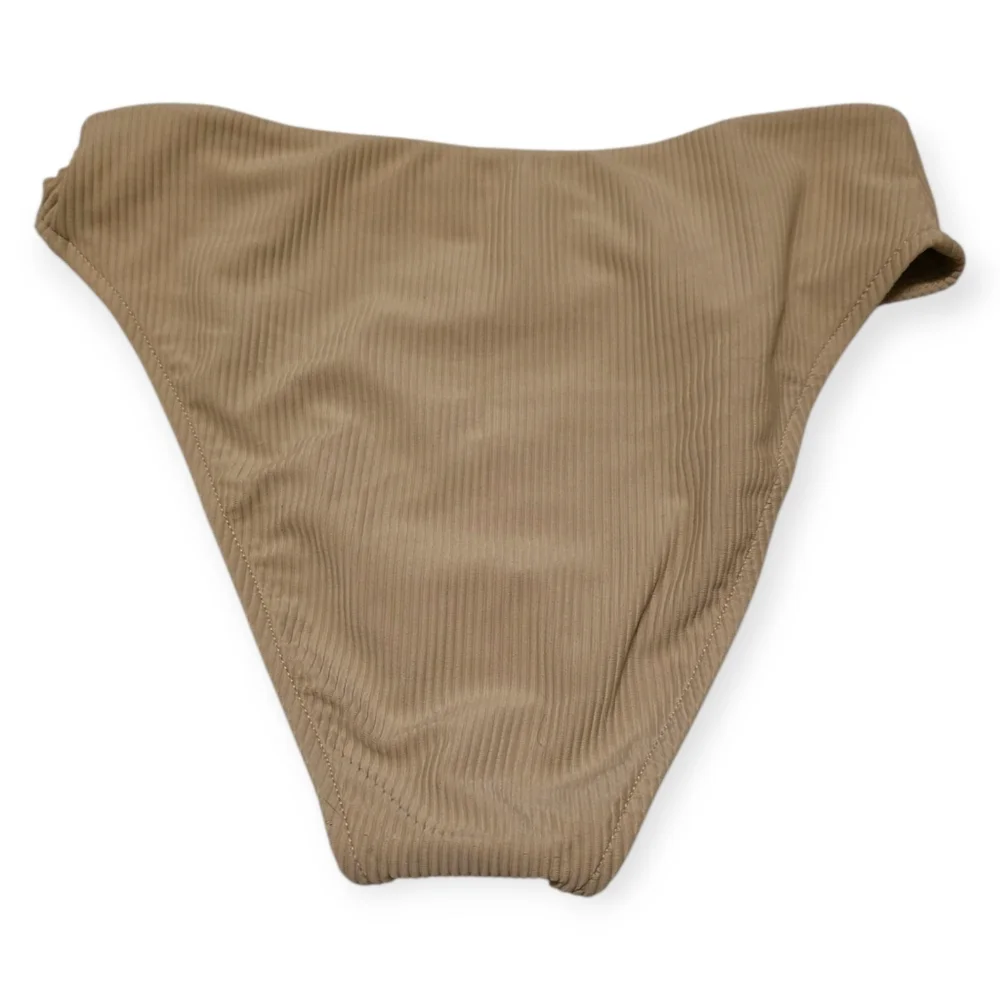 NWT Frankie's Bikinis Ribbed Connor Top & Jenna Bottom in Tan Bikini SET